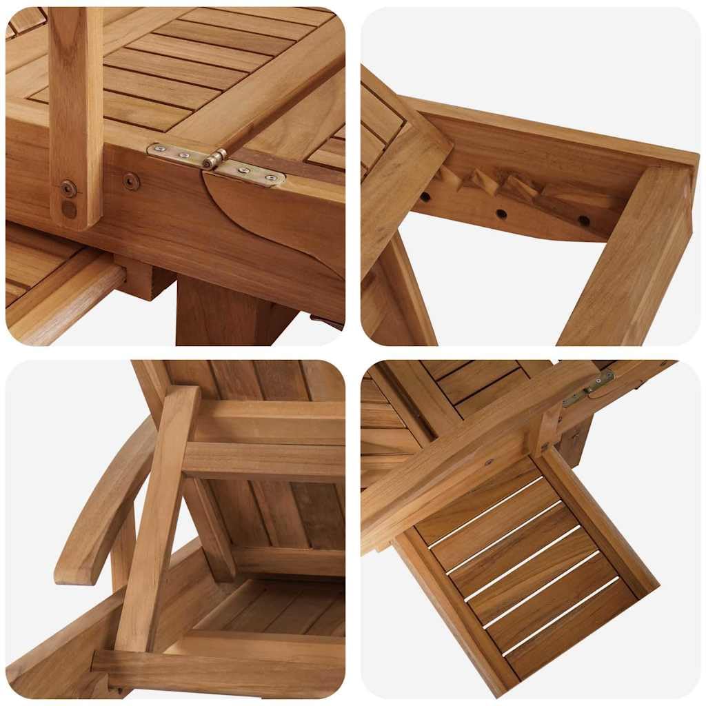 vidaXL Transat 2 pcs Bois de Teck Massif Marron, Transat Pliable rectangulaire, Moderne, Jardin et terrasse, Chaise Relax en Teck, mobilier extérieur