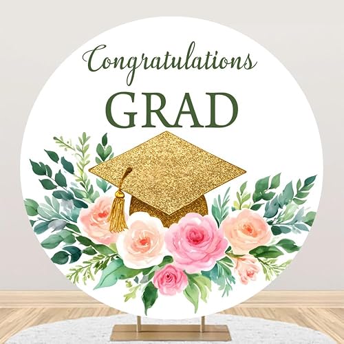 Leyiyi 7.2x7.2ft Congratulations Grad Round Backdrop Cover G