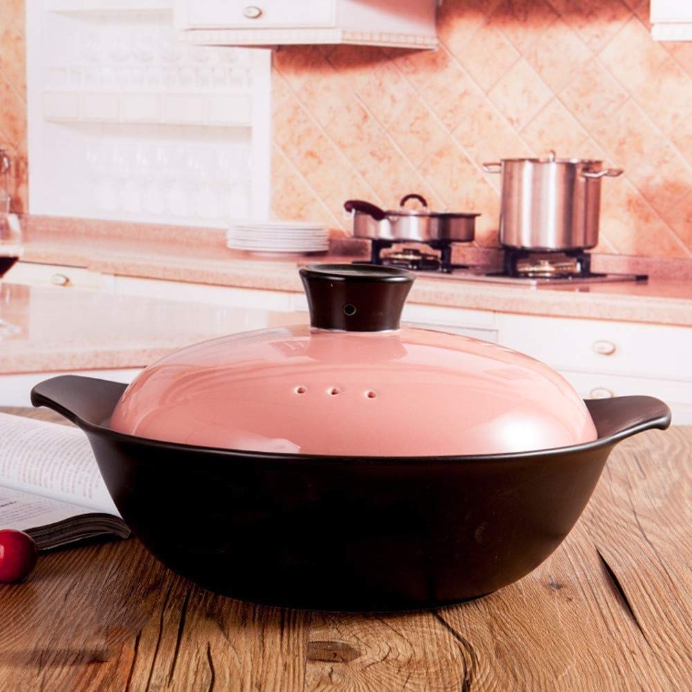 Casseruola pentolame casseruola in Ceramica Bocca Bassa Design Risparmio energetico Domestico conservazione del Calore con Coperchio Lavorazione squisita Parete Interna Liscia smal