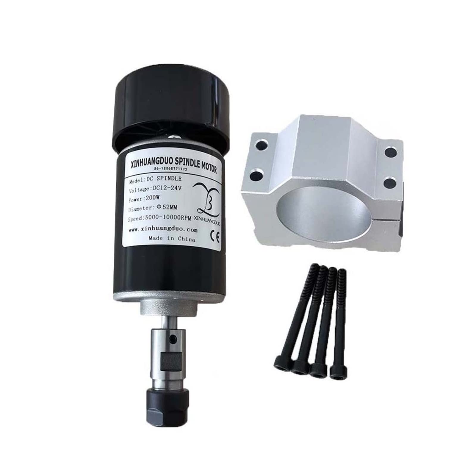 Maszyna do Grawerowania, 0.2kw chłodzony powietrzem wrzeciono ER11 uchwyt CNC 200W silnik wrzeciona + 52mm zaciski + zasilacz + regulator prędkości dla majsterkowiczów CNC 24V10000rpm(Set 3)