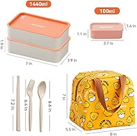 Vista 2 de ArderLive Lonchera bento apilable con bolsa y utensilios, apta para microondas, recipientes ecológicos sin BPA para adultos japoneses, bolsa