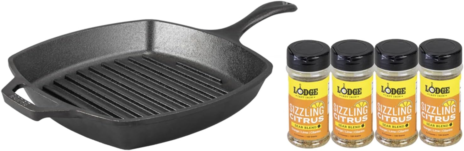 Lodge Cast Iron Grill Pan (10.5-inch Square) 2