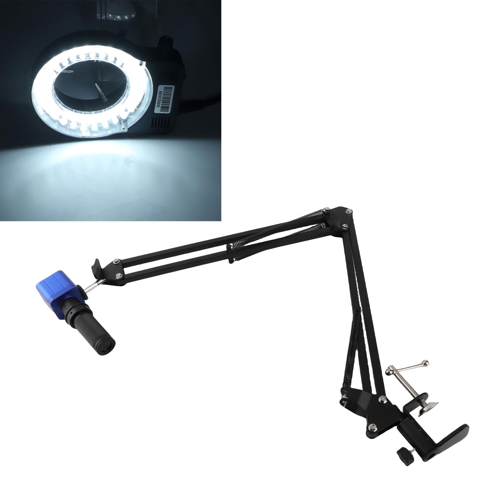 LiebeWH Microscopio Digitale Camera 24MP 1080P, Obiettivo C-Mount 150X con Anello LED 56 Luci, per Software di Misurazione su PC (Spina europea)