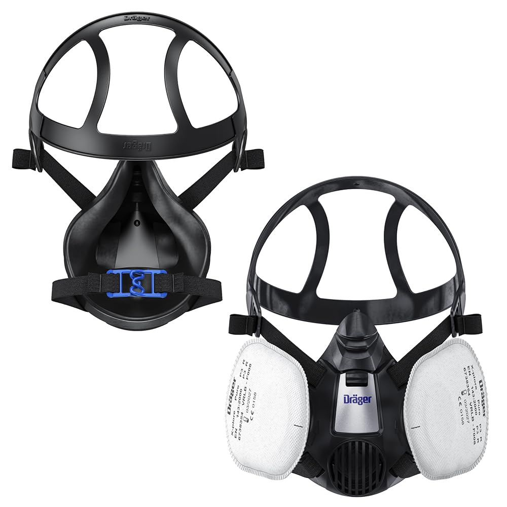 Image secondaire de Dräger X-plore 3500 avec 2 filtres Pure P3 - Masque respiratoire Demi-masque pour la construction, la rénovation et le ponçage -