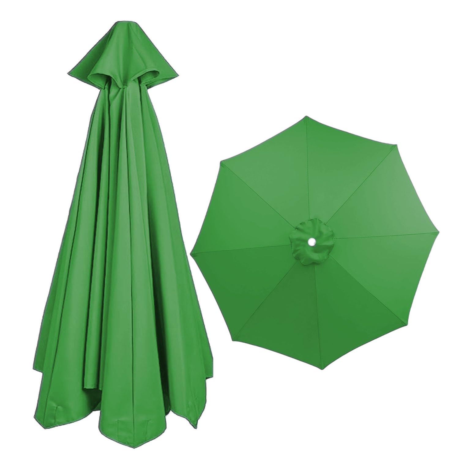 9.8ft Parasol Replacement Cloth, Umbrella Replacement Fabric Garden Parasol Replacement cover Polyester Replacement Canopy for 6 Ribs Standard, Cantilever, Offset Hanging Parasols(Color:Green,Size:6 r