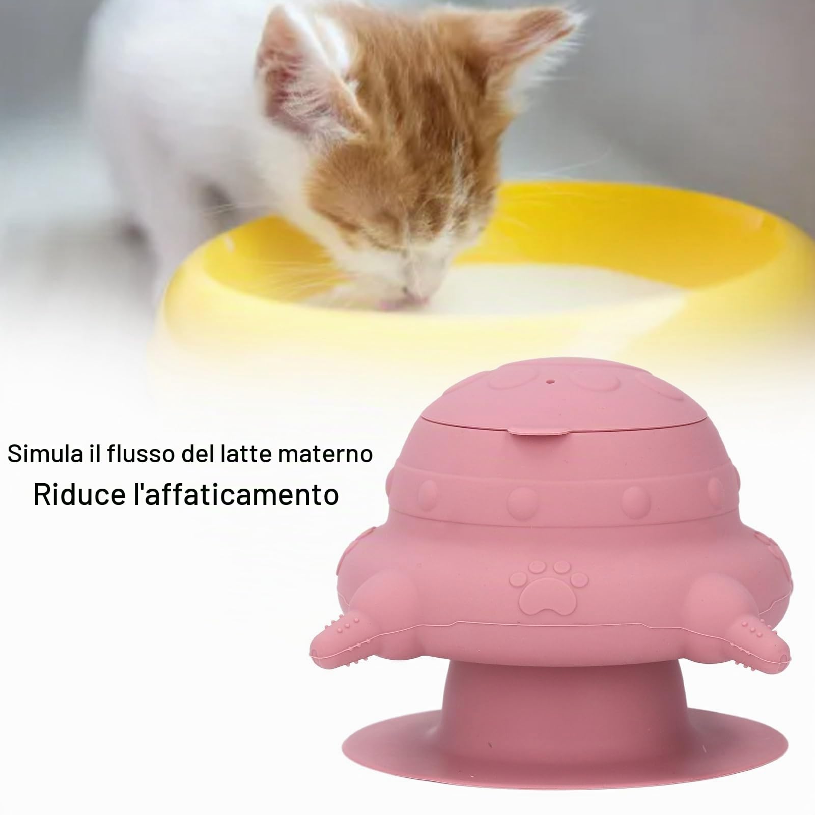 Bevitore per latte in silicone per cuccioli - 4 tettarelle, stazione di allattamento di emergenza per più cuccioli e gattini, morbido silicone alimentare