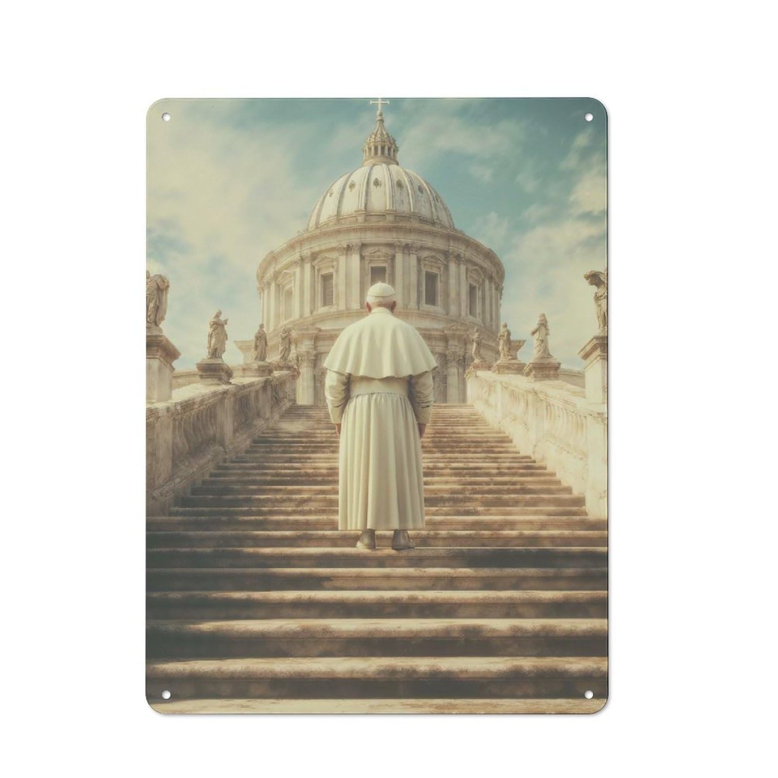 Junmoney The Pope Ascends To The Vatican Dome Retro Retro Metal Sign 40X30cm Featuring Old Style Wall Plaque For Lounge, Study, Pub Or Wall Gallery