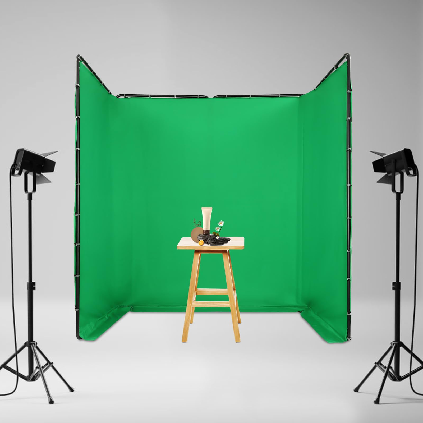 Support Fond, Écran Vert Studio Photo, Support Toile Photographique Pliable en Métal 4x2,4m, Kit Complet avec Fond Vert Anti-Pli, Structure Réglable pour YouTube Streaming Portrait Vidéo Professionnel