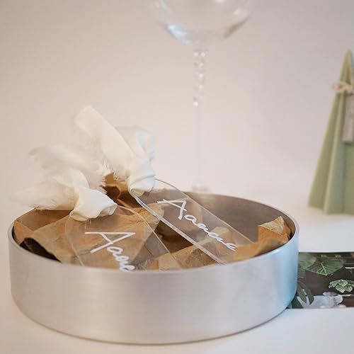 Miniatura 3 de 10 piezas Tarjetas de lugar de acrílico transparente en blanco Etiquetas de regalo con cinta Tarjetas de nombre de boda para configuración de mesa