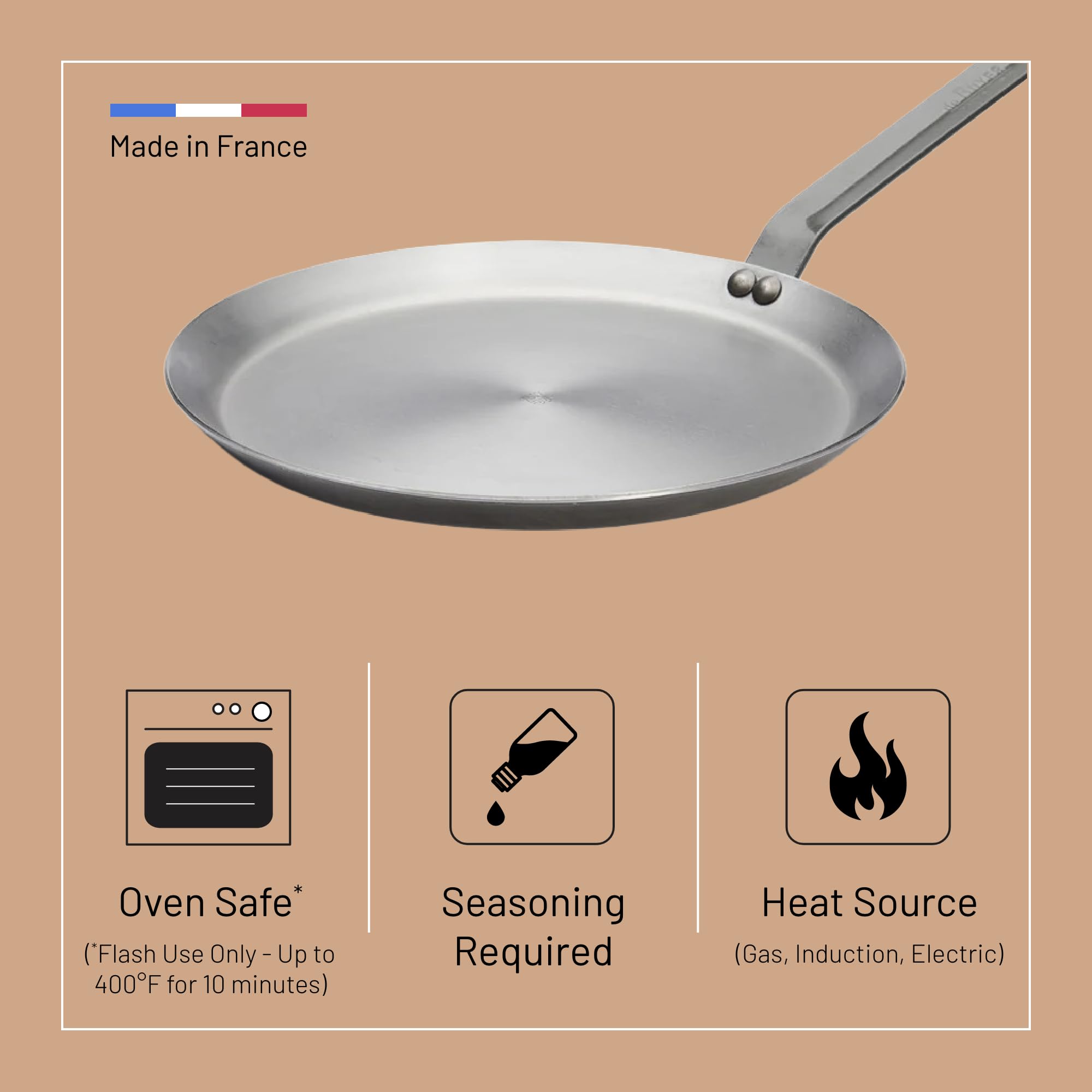 de Buyer Mineral Carbon Steel Crepe Pan - Naturally Non-Stick -4 de Buyer Mineral Carbon Steel Crepe Pan - Naturally Non-Stick -4