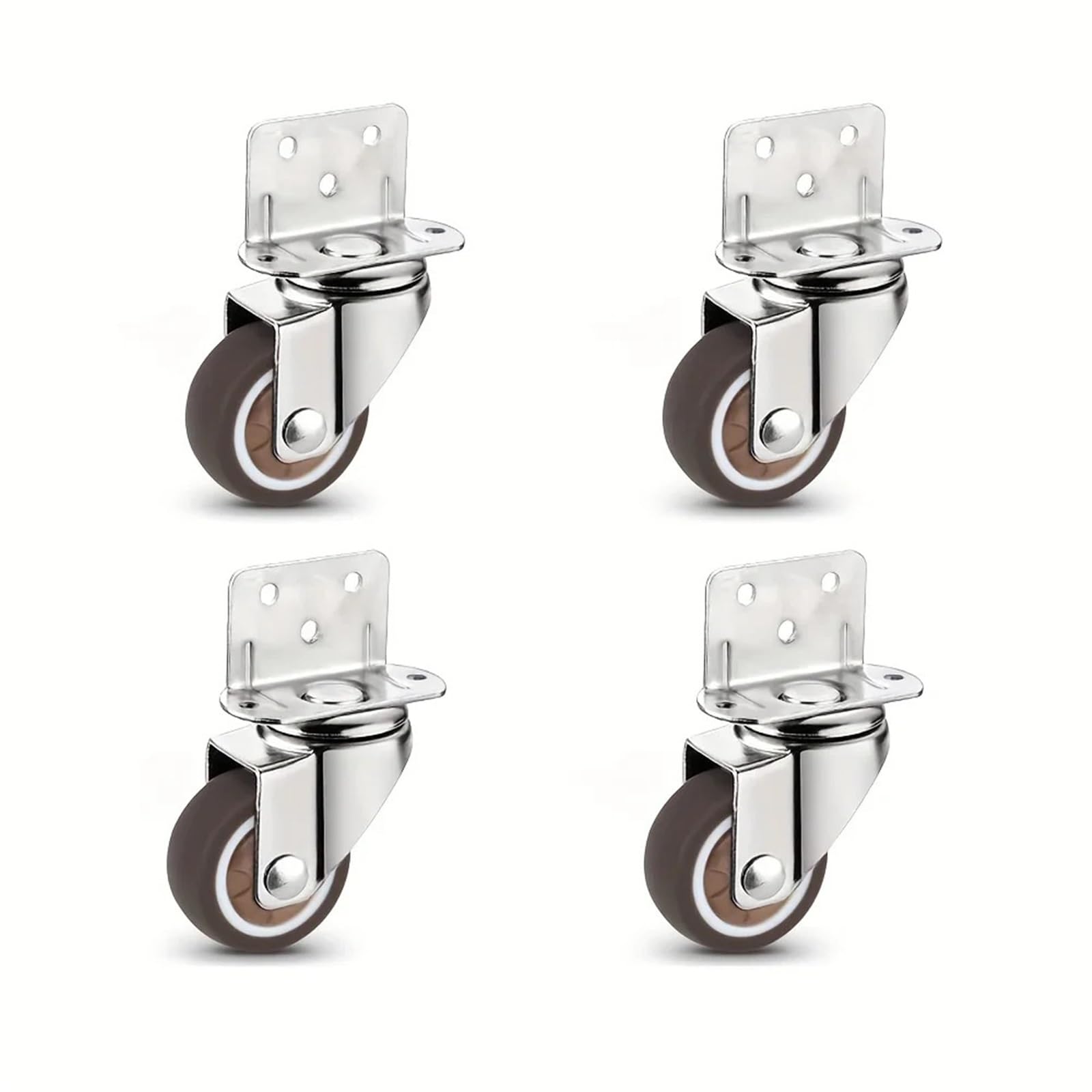 4 szt. Kółka boczne w kształcie litery L, miękkie gumowe kółka Kółka obrotowe do mebli Wózek Walizka Szafka kuchenna(L 4 Universal,1.5 Inch)