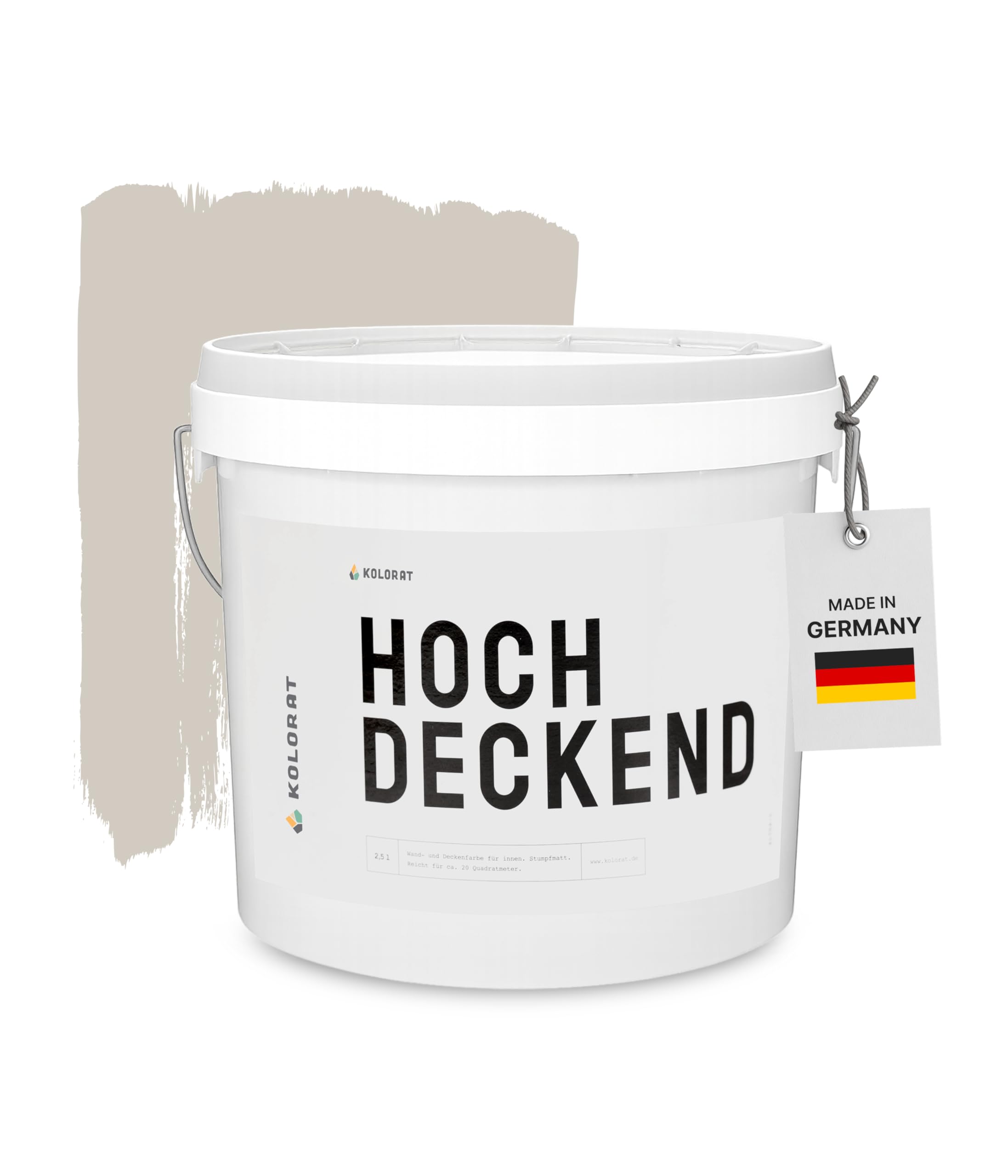 Kolorat®matte Wandfarbe Greige - Beige mit Grau 2.5L hochdeckend|Made in DE