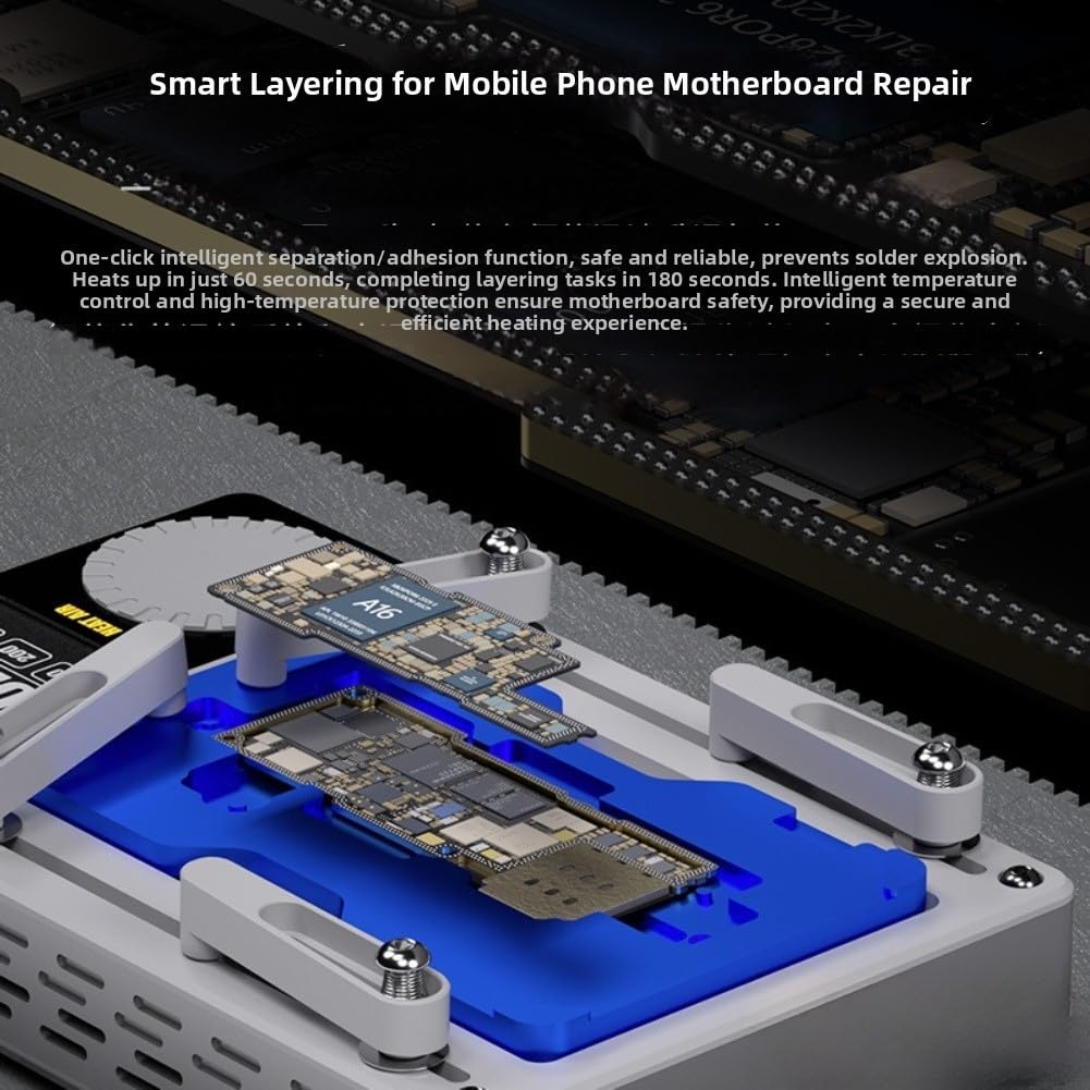 SPORTARC Plateforme intelligente de préchauffage pour iPhone X-16 Pro Max - Réparation de carte mère avec chauffage rapide et double refroidissement - Station de soudure en alliage d'aluminium de 17,8