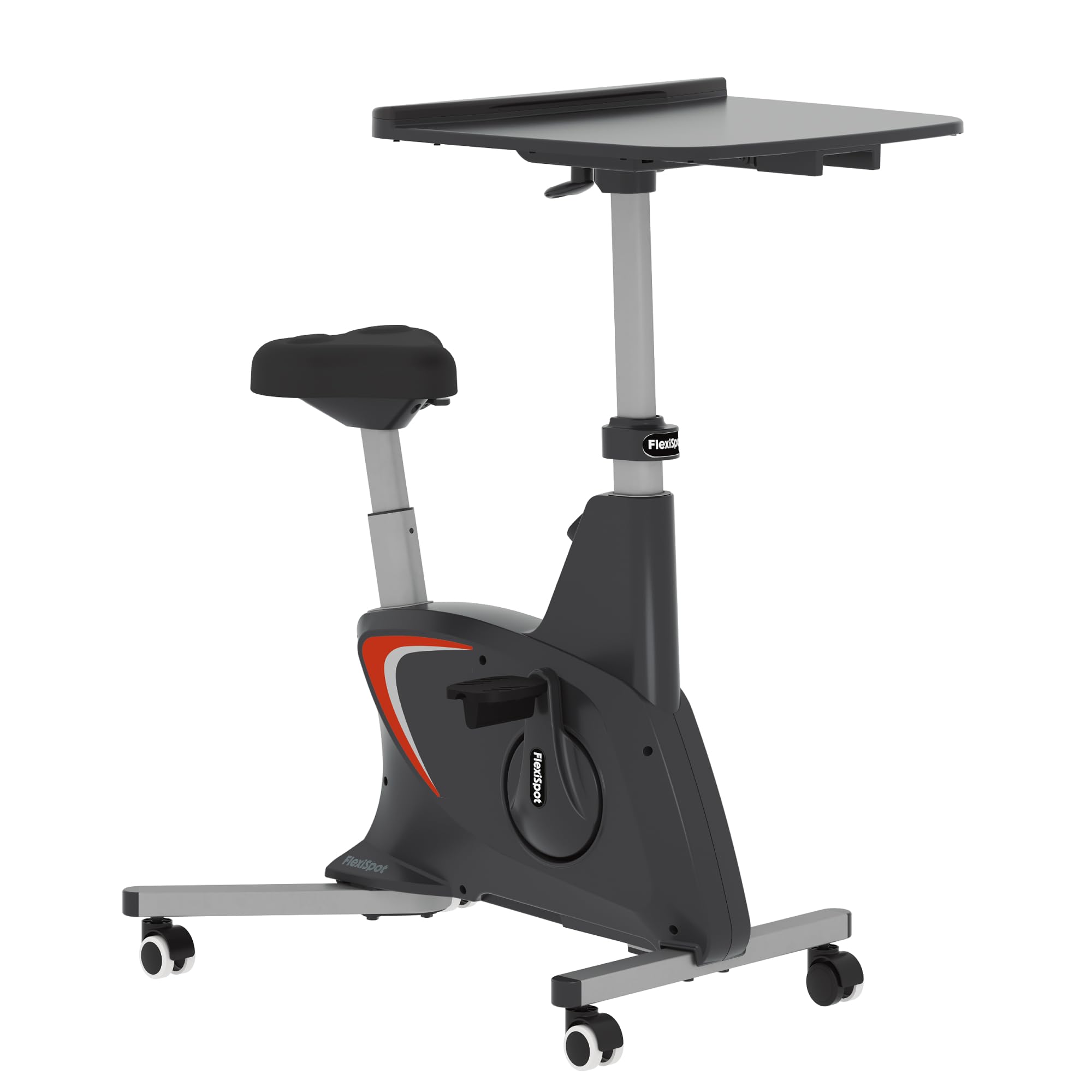 FLEXISPOT Home Office Workstation Upright Stationary Fitness Exercise Cycling Bike Height Adjustable Standing Desk - Deskcise Pro Black