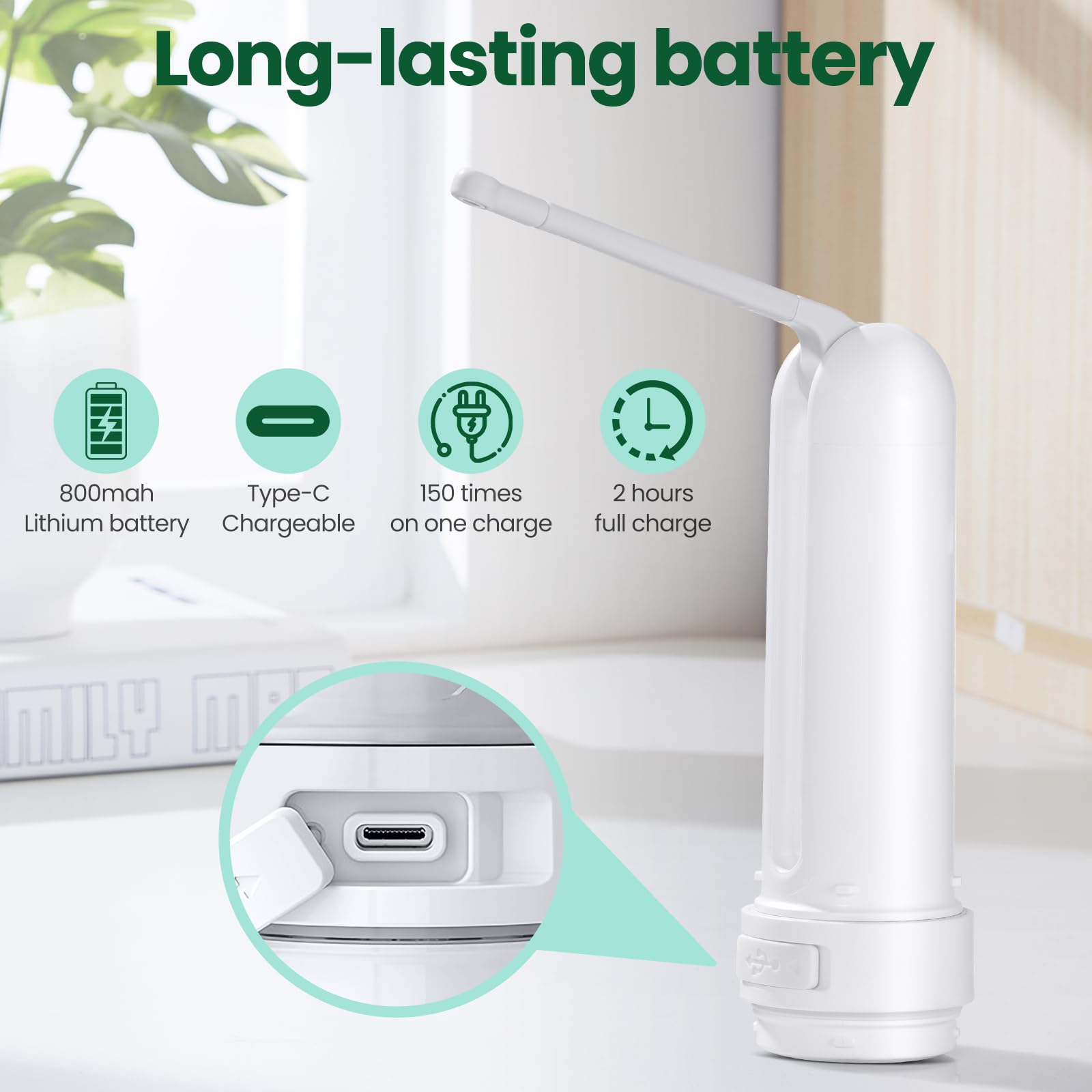 400ML Portable Bidet for Travel Toilet Electric Peri Bottle with 3 Spray Modes IPX7 Waterproof Rechargeable Handheld Bidet — view 4