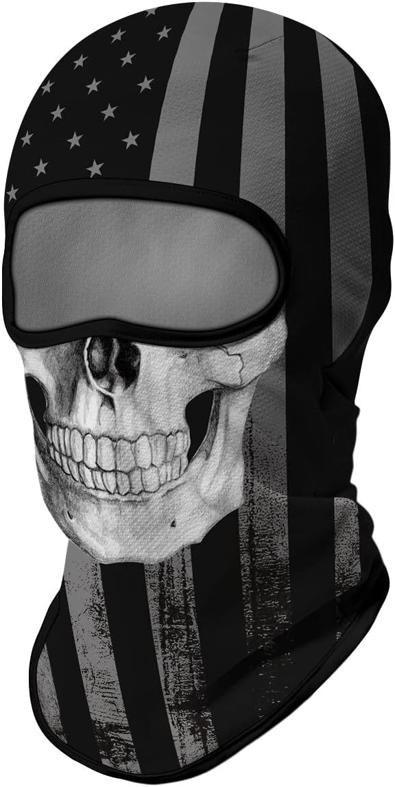 Red Plume 5PCS Ghosts Skull Print Balaclava Full Face Ski Mask UV Protection for Motorcycle Riding Outdoor Sports Men & Women