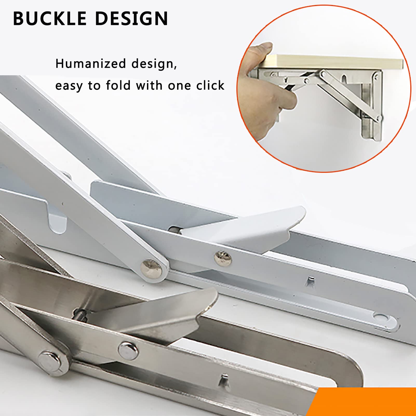 Klappbare Regalhalterungen 12 Zoll, 4 Stück Regalhalterungen, schwebende Regalhalterungen, Wandhalterung, Küchenregale, für Tisch-Werkbank, platzsparende DIY-Regal-Scharnierhalterung (Weiß 35 x 17,5