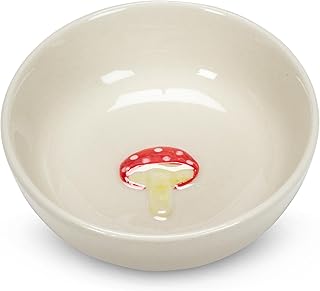 Abbott Collection Mini Dish with Mushroom - Stoneware, Ivory/Red (3 inches D)