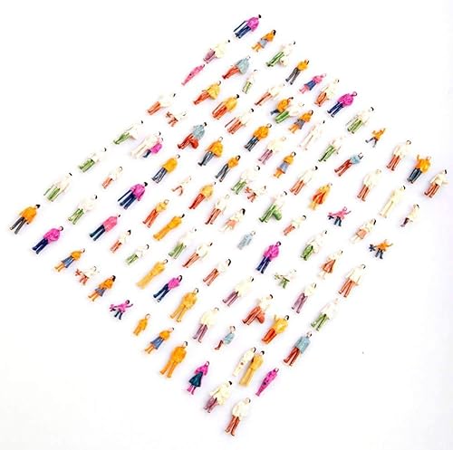 Figuras de resina de 100 piezas de escala HO, juego de personas de modelo pintado mixto, personas coloridas sentadas y de pie para tren, parque,