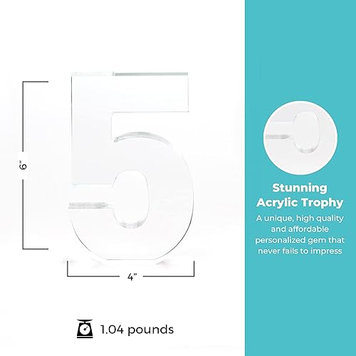 Miniatura 3 de Trofeo acrílico a todo color  Premio de servicio al empleado de 5 años  Transparente  Premio para empleados  Impresión personalizada de hasta tres