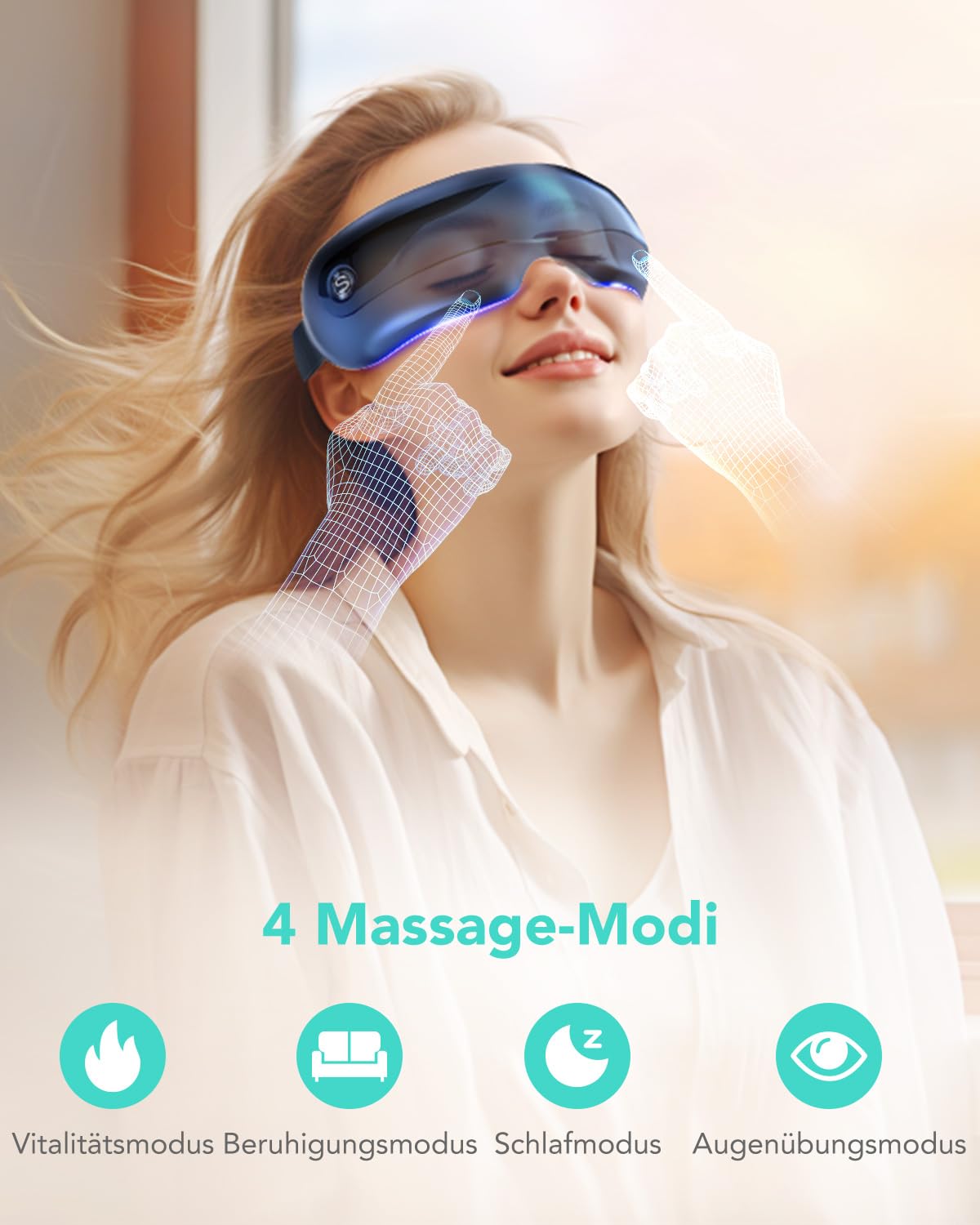 SKG Augenmassagegerät mit Wärme Vibration & Musik für müde Augen, E3 Pro