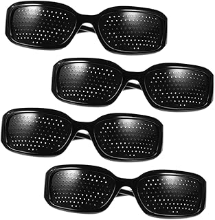 SECFOU Anti-Fatigue Vision Glasses 4pcs Pinhole Corrective Eyeglasses Full Frame Protection Glasses (Black) Vision Glasses