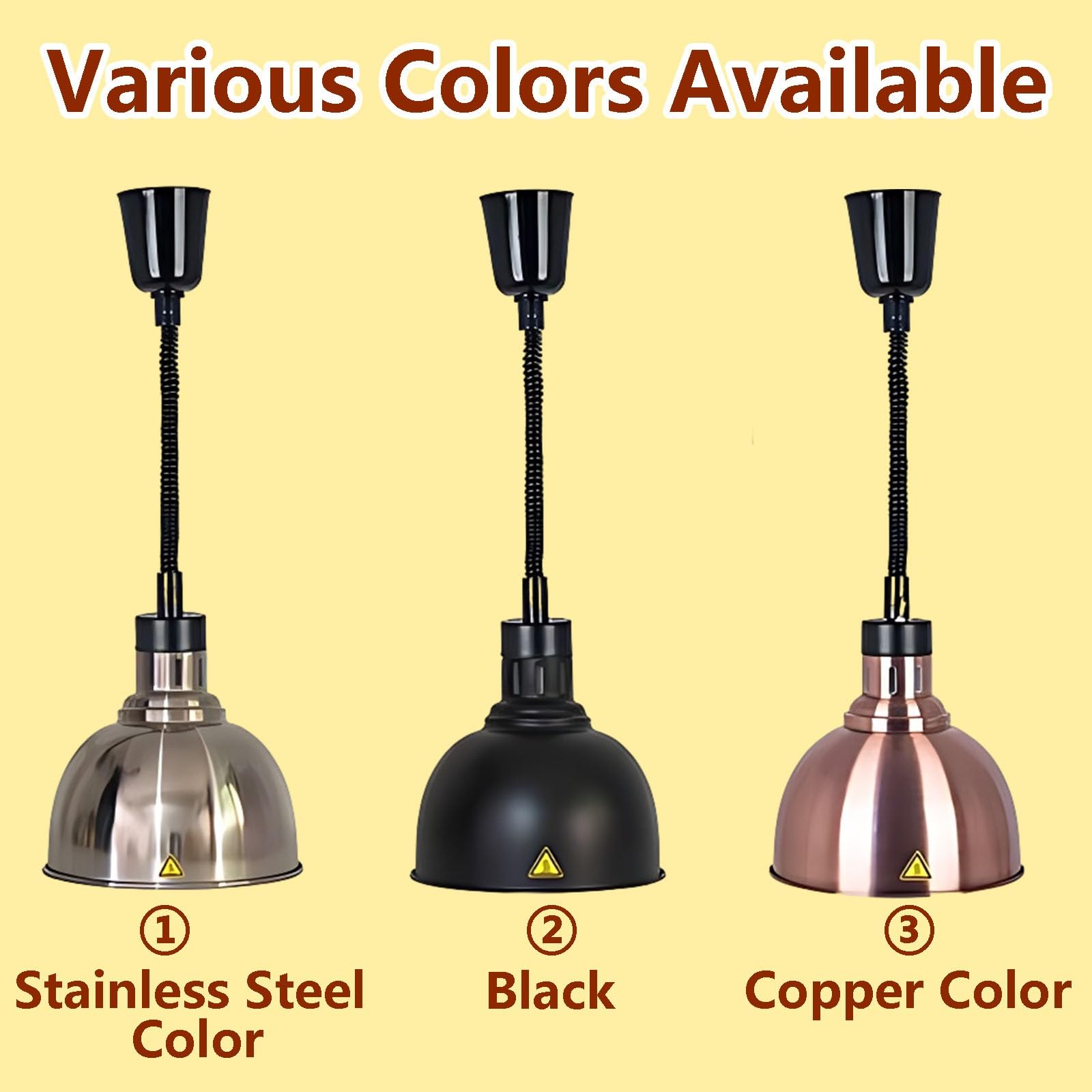 Lampada Riscaldante Cucina, Sospeso Lampade Scaldavivande Cucina, 19cm/25 cm Lampada Riscaldante per Alimenti Regolabile per Cucine, Buffet e Hotel(C-25cm, 1 Pezzo)