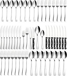 Xespis Cutlery Set for 12 People, 72-Piece Stainless Steel Cutlery Sets with Steak Knife, Elegant Cutlery Set, Highly Polished and Dishwasher Safe, with Knife, Fork, Spoon, for Home, Party, Restaurant
