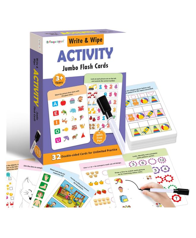 Fingo Brain Write & Wipe Jumbo Activity Flash Cards 32 Cards -Multicolour (B0D3XLS7LP) Amazon Price History, Amazon Price Tracker