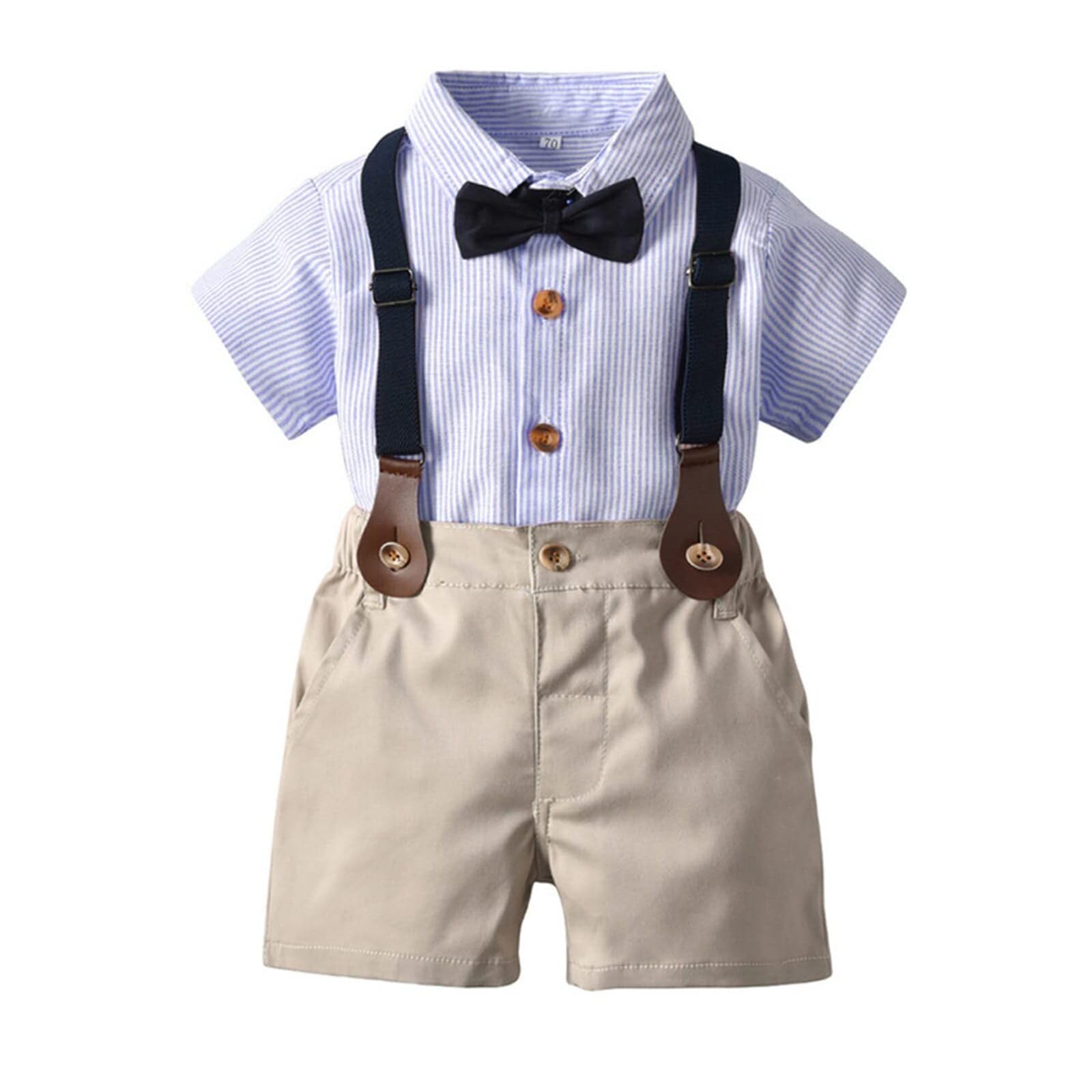 Volunboy Baby Boy Formale Breve Set Bambino Estate Gentleman Outfit Kid Manica Corta Papillon Camicia Bretella Pantaloncini Suit