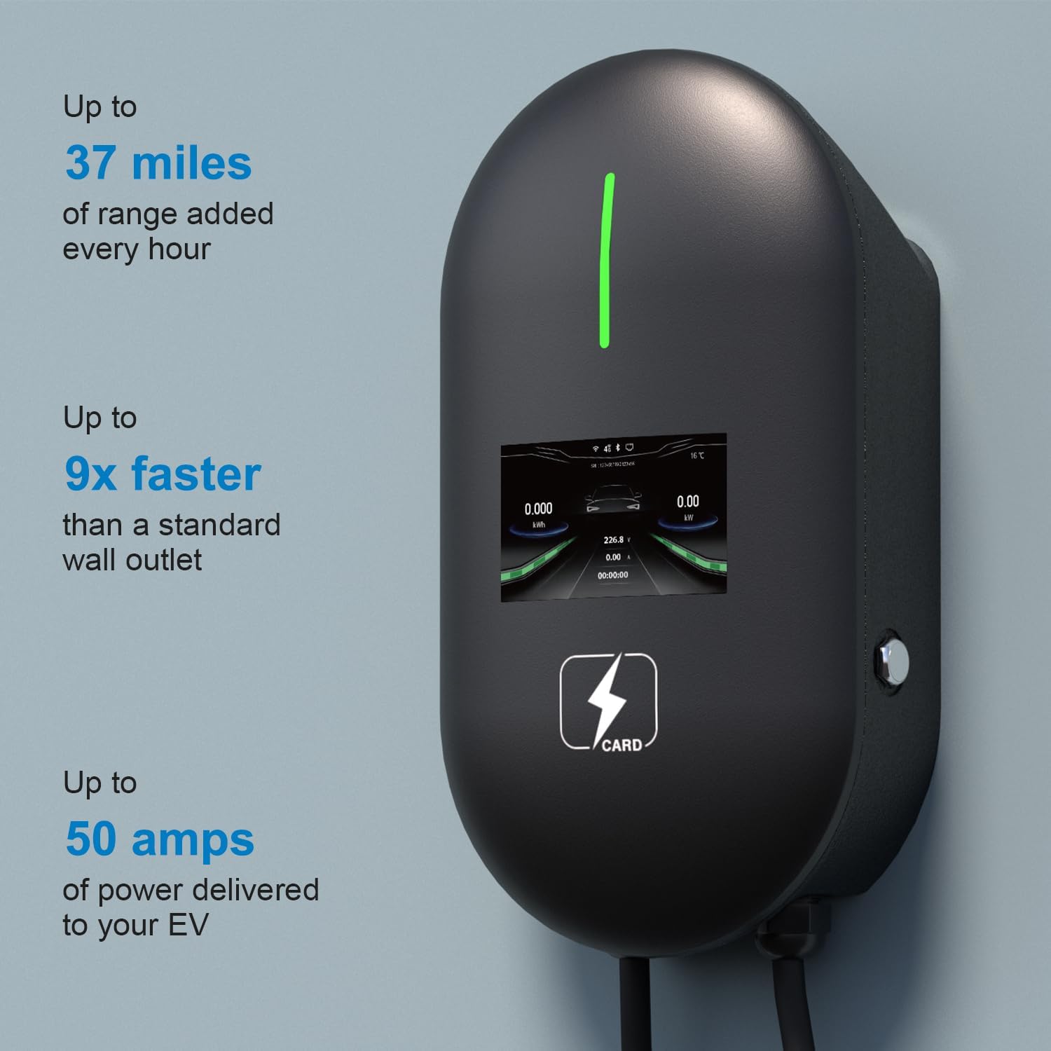 Level 2 EV Charger -25ft Cable, NEMA 14-50,48 amp, Hardwired EV Home Charger with NACS Connector, 240v wall amounted Electric Vehicle Charging Station for Tesla Electric Vehicles