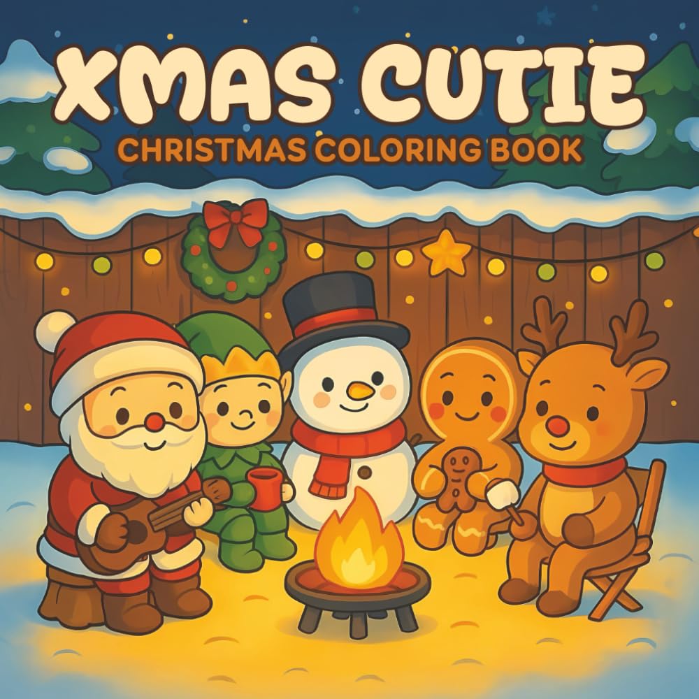 Xmas Cutie Christmas Coloring Book: Christmas Bold and Easy Designs for Adults & Teens , Kids In Holiday