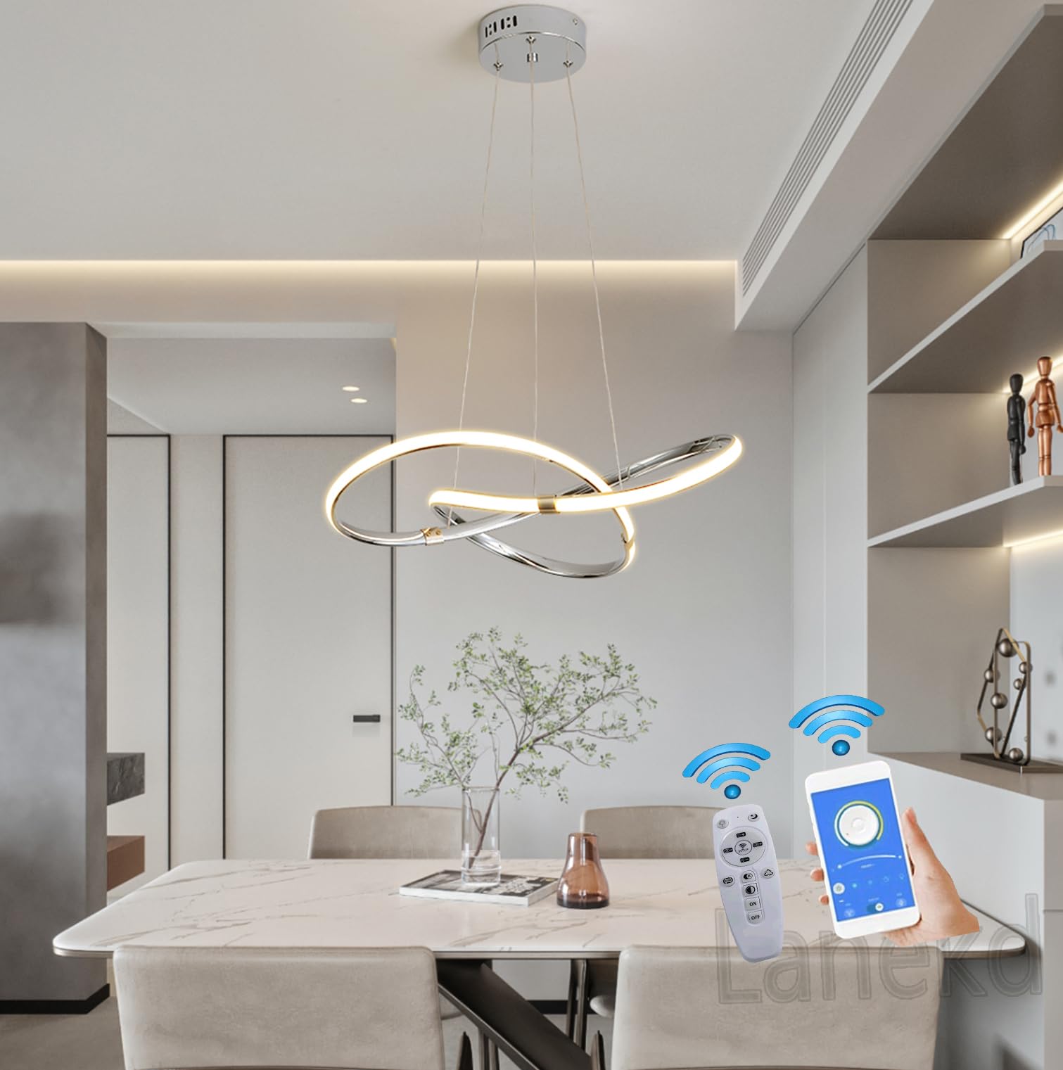 Lampada a LED a sospensione moderna dimmerabile con telecomando Design lineare Pendenti da tavolo e luci a sospensione Altezza regolabile per la sala da pranzo Lampadari da ufficio (L120cm, Nero