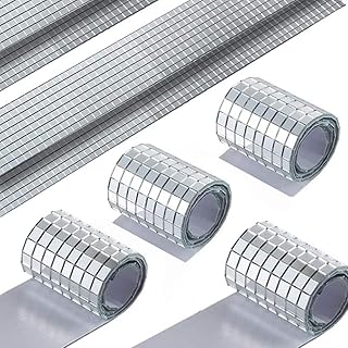 PP OPOUNT 3776 Pieces Self-Adhesive Mosaic Tiles Square Glass Mirrors Mosaic Tiles Mirror Mosaic Stickers for DIY Craft De...