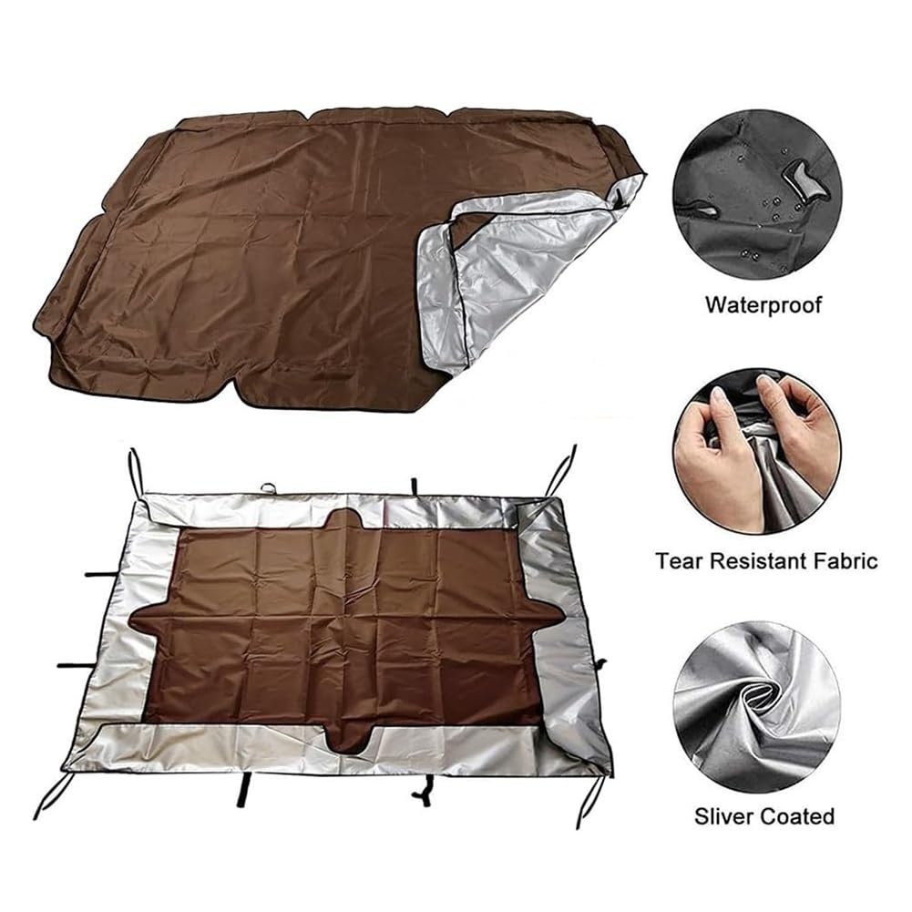 Toit de Balancelle 2/3 Places, Toile de Rechange pour Balancelle de Jardin, Imperméable Anti-UV, Housse de Rechange Extérieure(Brown,164x114x15cm/64x45x6in)