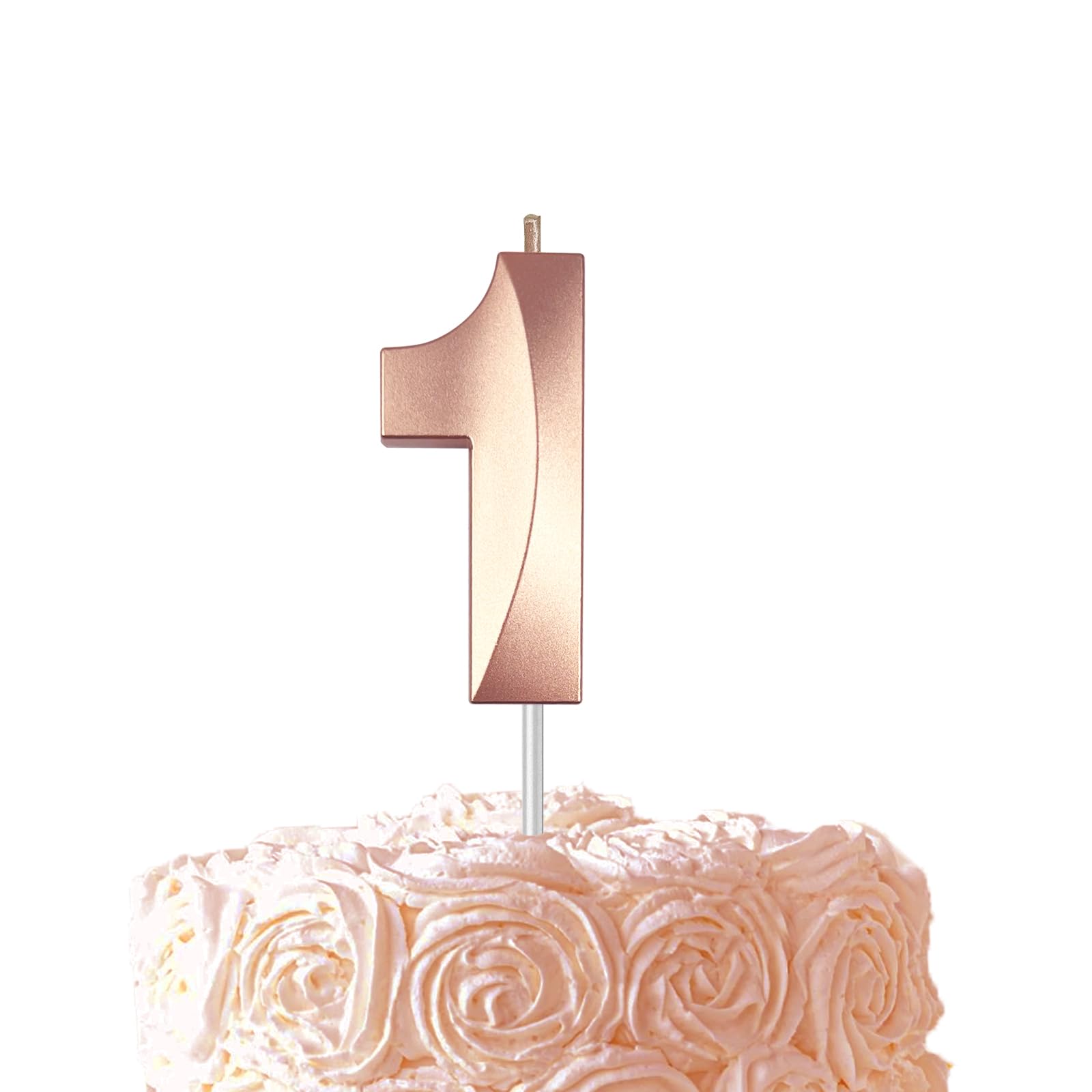 Rose Gold Birthday Number 1 Candles for Wedding Party Cake Decorations