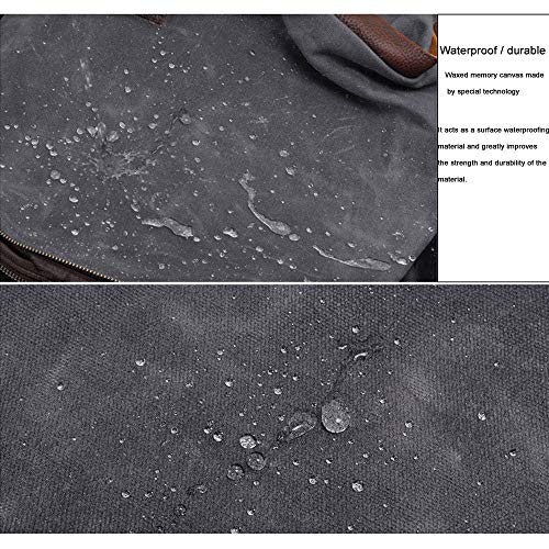 Waterproof Batik Canvas Men's Bag with Leather Backpack Europe and America Retro Backpack Outdoor Travel Bag Large Capacity Bag,Militarygreen3