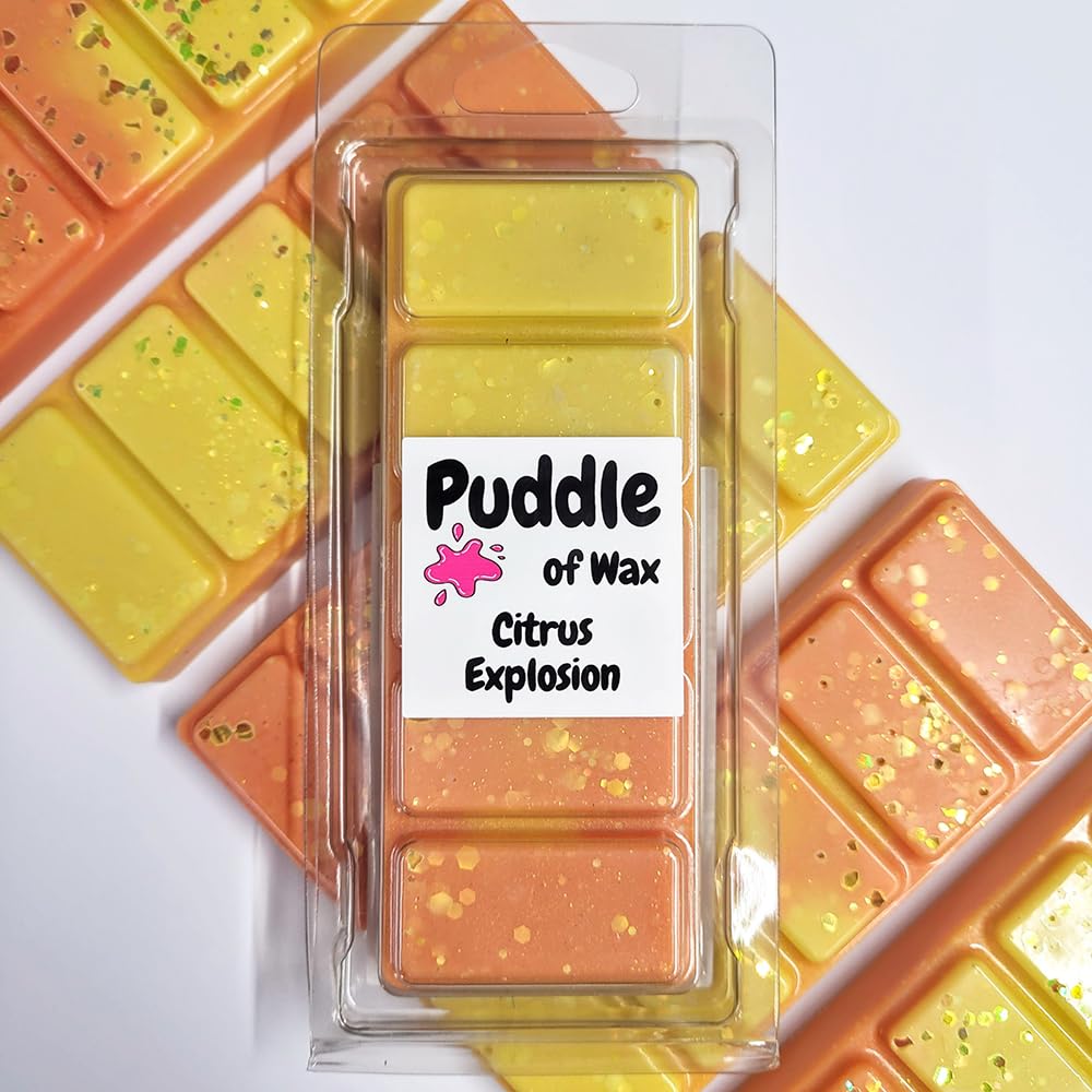 Puddle of Wax - Citrus Explosion Soy Wax Melt Snap Bar - 50g - Fruity Scent - Vegan Friendly - Made in the UK