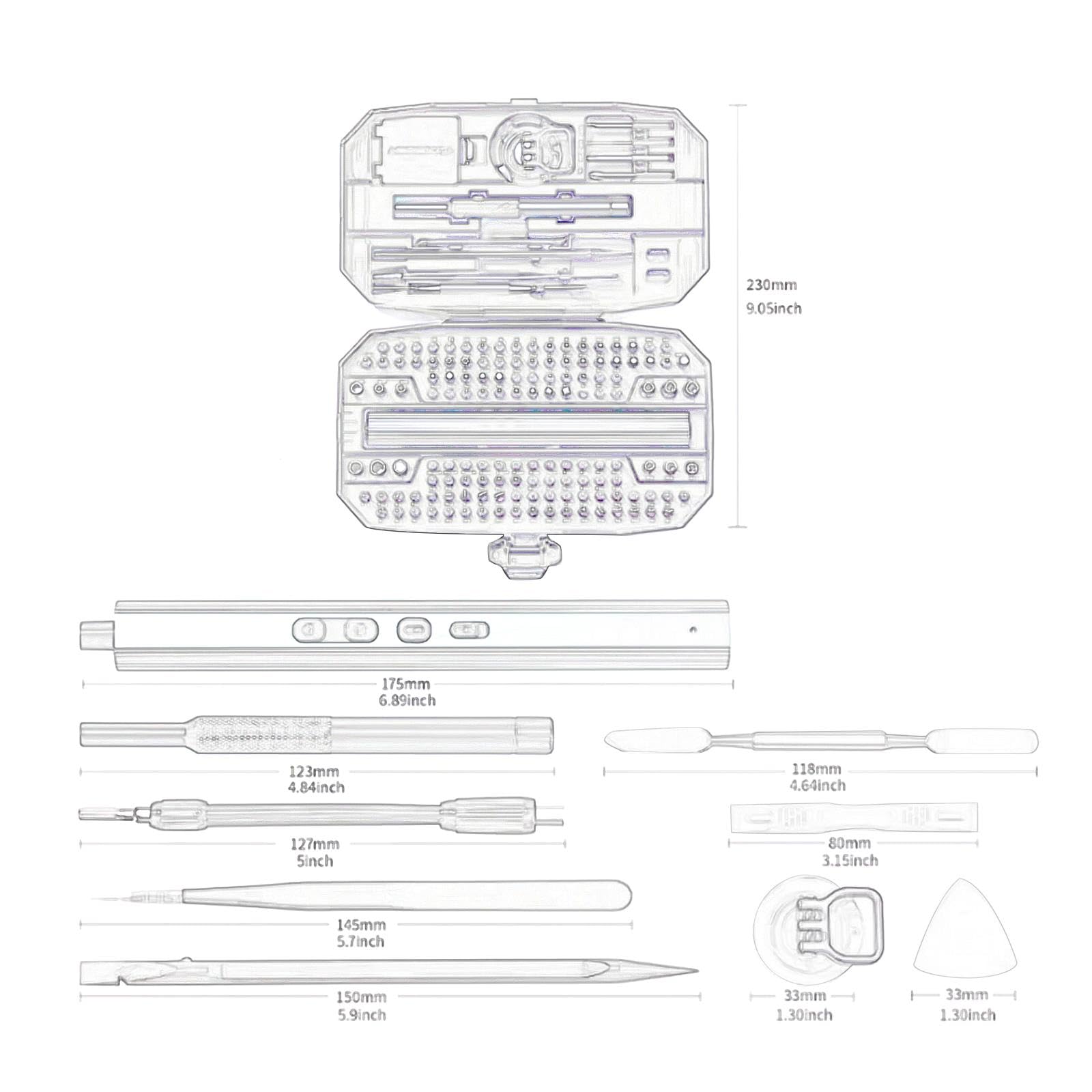 Fenteer Juego Completo de Destornilladores Portátiles, Kit Electrónico 153 en 1, Negro