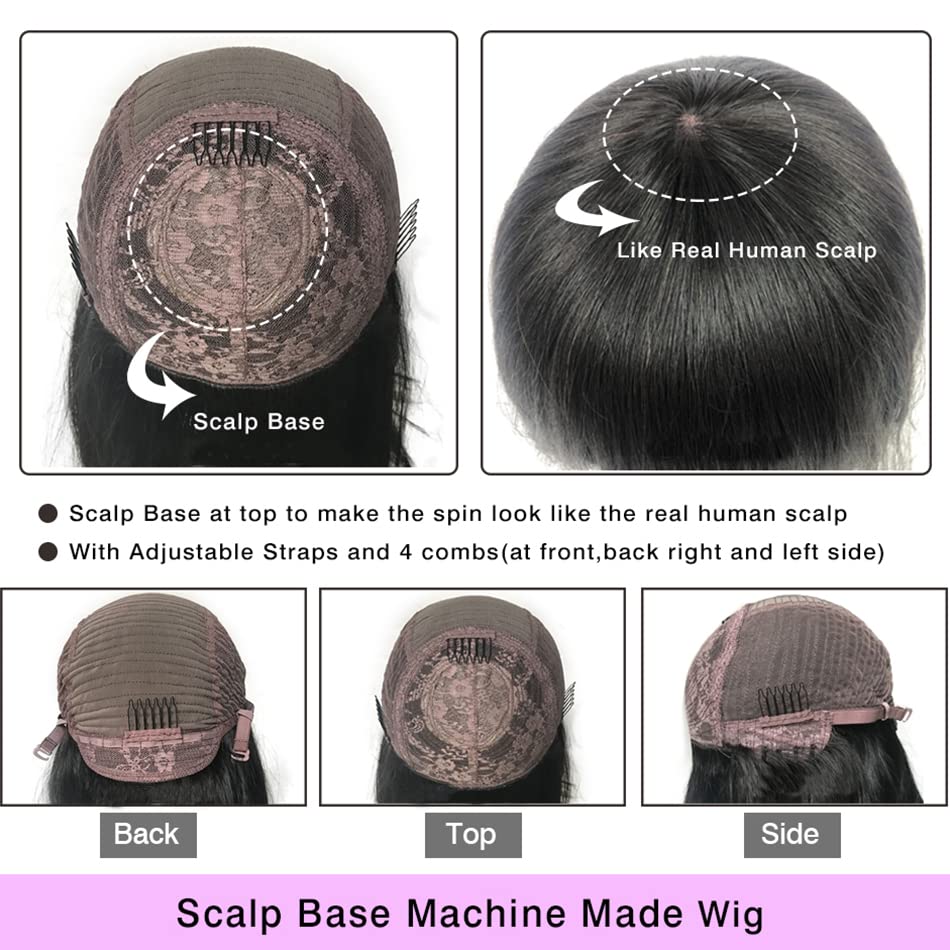 Miniatura 6 de INSBEAUTY Pelucas de cabello humano rizado malasio con flequillo de 180 % de densidad, pelucas hechas a máquina para mujeres negras, color natural,