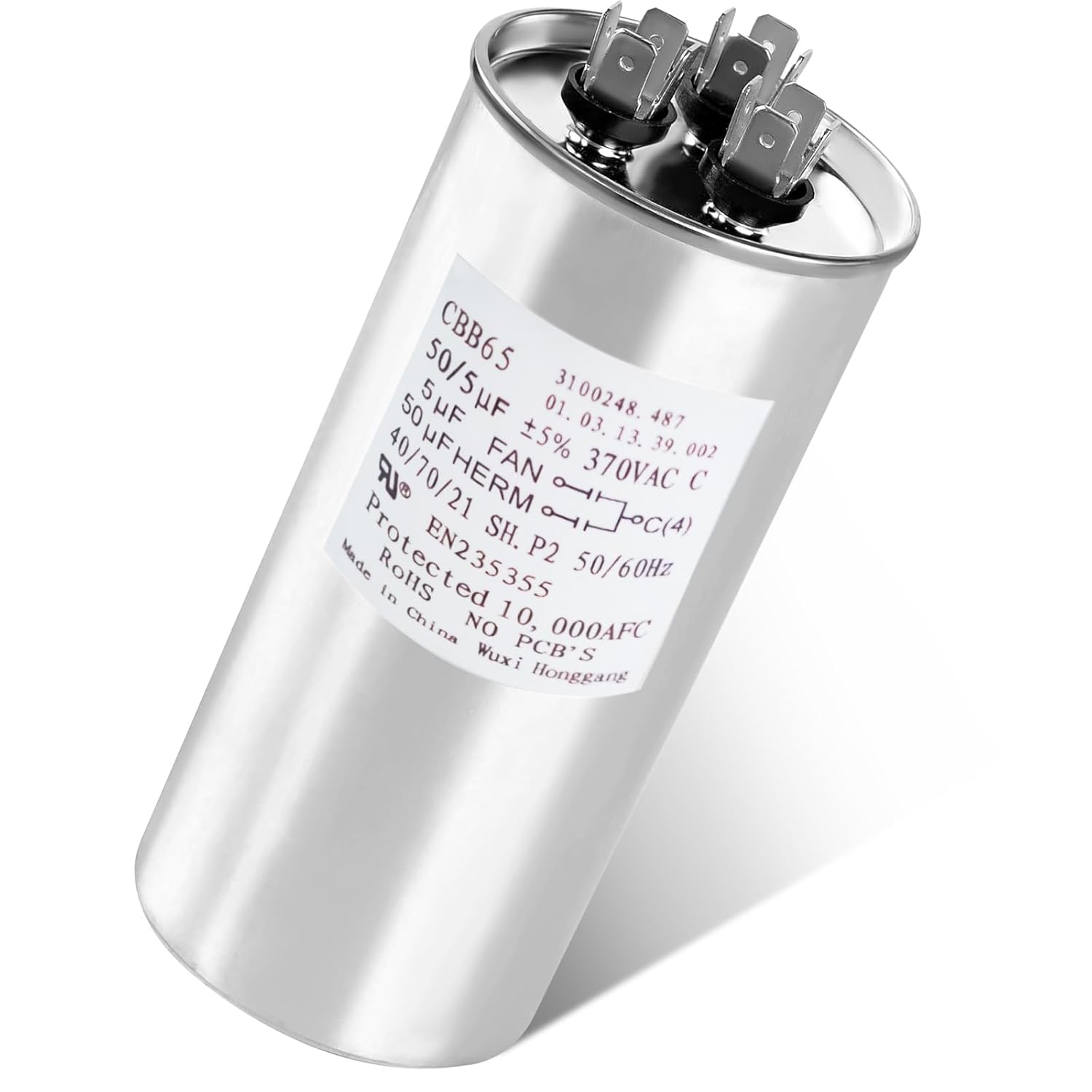 WRSXG 3313107.018 Capacitor High Heat Resistance Safe Explosion Proof Design 50+5?F 370VAC Ideal for AC Units Motors and RVs Compatible 3100248.487 (3313107 018)