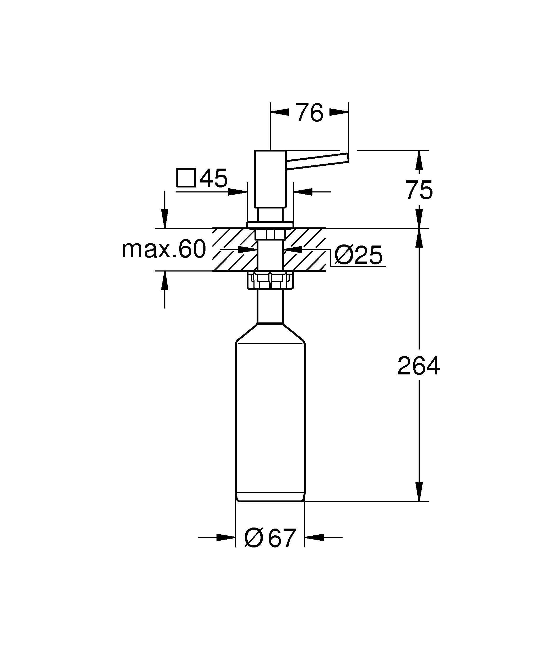 GROHE Dozownik płynu do mycia naczyń Cube (do mydła w płynie, pojemnik 500 ml, trwały), supersteel, 40649DC0