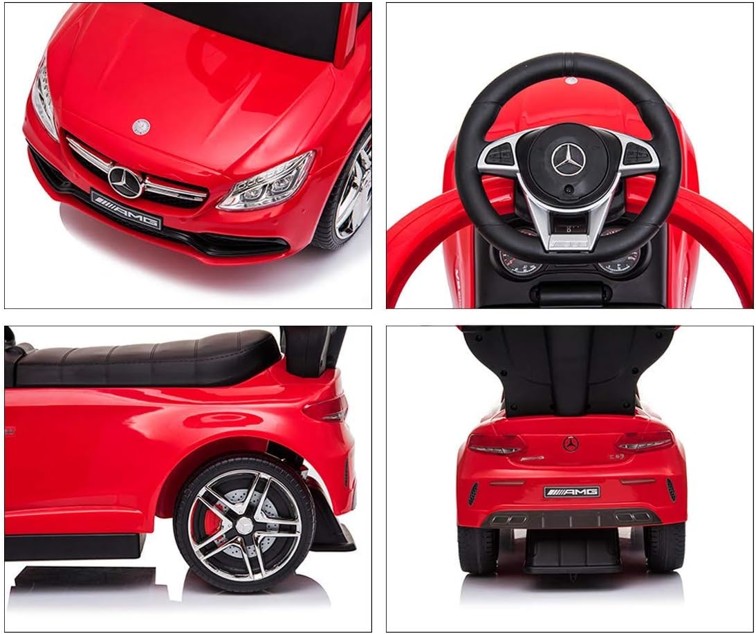 Best Deal 🛒 Little Brown Box 3 in 1 Licensed Mercedes Benz AMG Kids Ride on Push Car for Toddler,Car Stroller Baby Ride on Toys for 18 months to 3 Year Boy & Girl W/ Parent Handle, Armrest Guardrail, Music & Horn