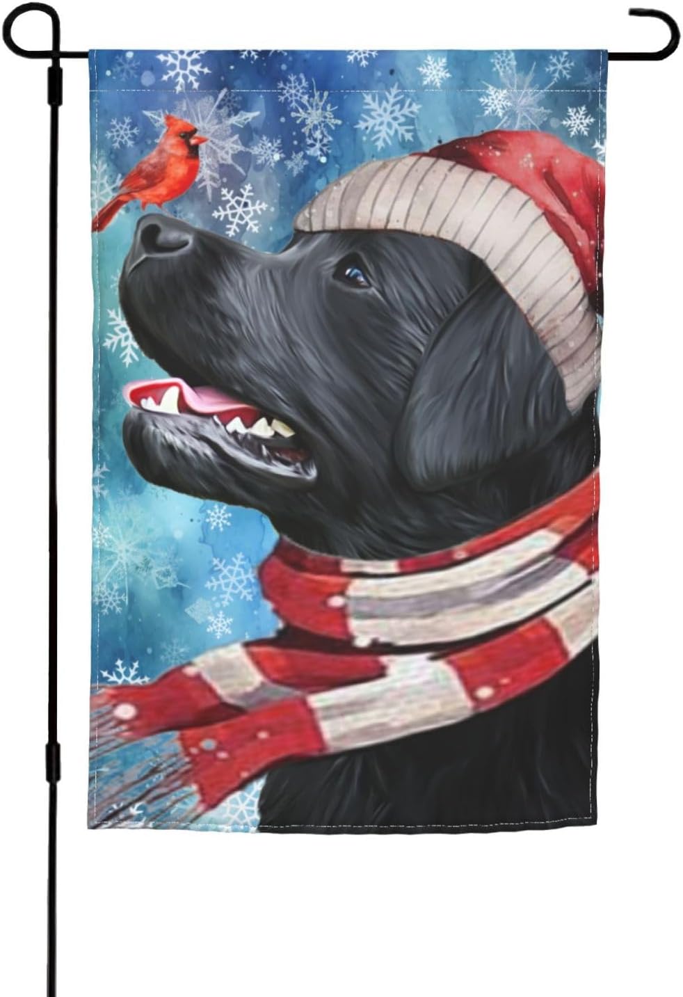 Santa black lab Labrador Merry Christmas Bird Retriever Garden Flag 12x18 Inch Double Sided Vertical Decoration Yard Small Flag For Outside Holiday Seasonal Outdoor