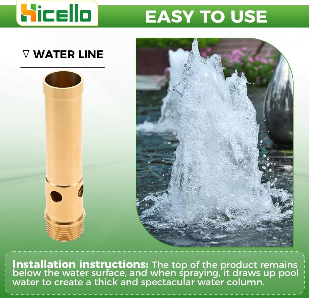 4 PCS Brass Bubbling Fountain Nozzle G1/2 Female & G3/4 Male Thread, Sparkling Water Spray Head for Ponds, Gardens, Fountains Bring Beautiful 0.6-1FT Columnar Water Cluster Shape Visual Effect