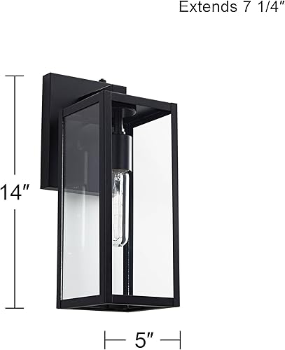 Miniatura 4 de John Timberland Titan - Juego de 2 lámparas de pared modernas para exteriores, marco rectangular negro místico del atardecer al amanecer, paneles de