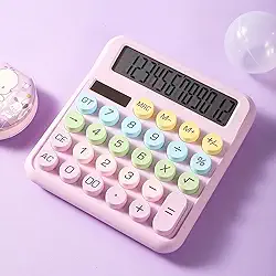 Calculadora mecânica, tela grande de 12 dígitos, calculadora de mesa com botões grandes, fofa e estética para mesa de escritório - roxo