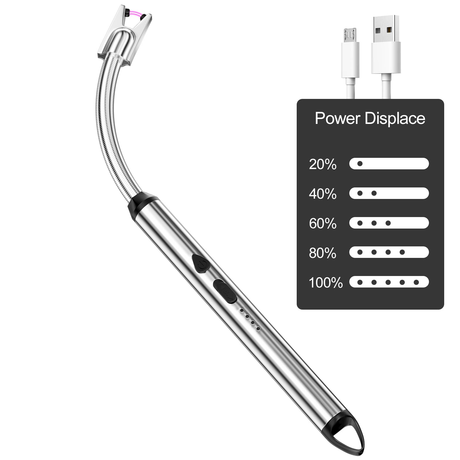 Accendino Elettrico Ricaricabile USB - Accendigas Lungo Con Collo Girevole 360° - Antivento E Sicuro Per Candele, Stufe E Barbecue - Foto 2