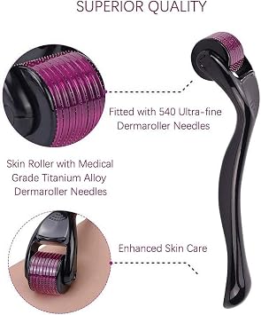 Jouis Dermaroller titanium micro needle dermaroller, skin care for face, against facial wrinkles, hair loss, cracks, for hair growth, micro needle dermaroller kit, sheathed, 1.0 mm