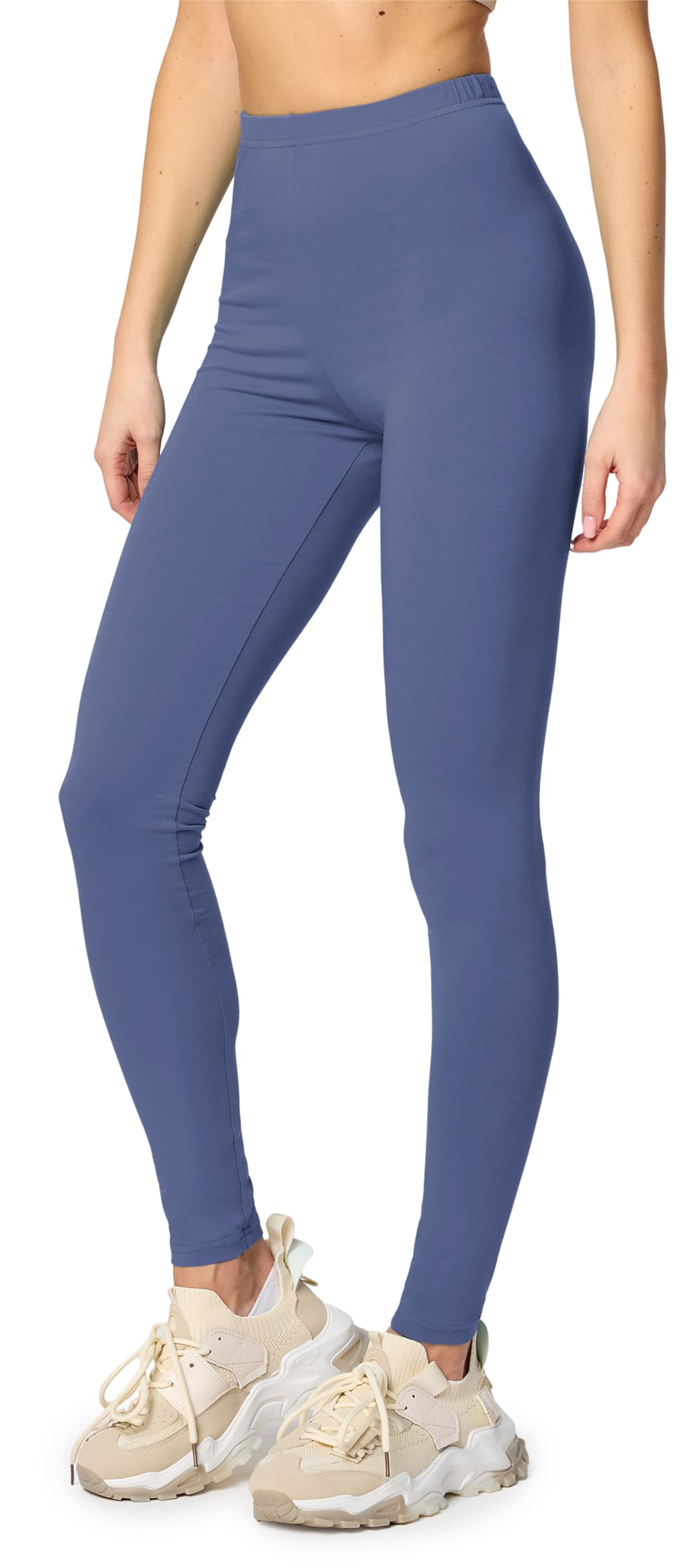 Merry Style Lunghi Leggings Fuseaux Sportivi da Donna Pratico Modello a Vita Alta in Cotone Naturale MS10-198